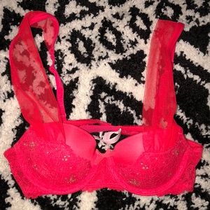 Red lace and crystal VS bra